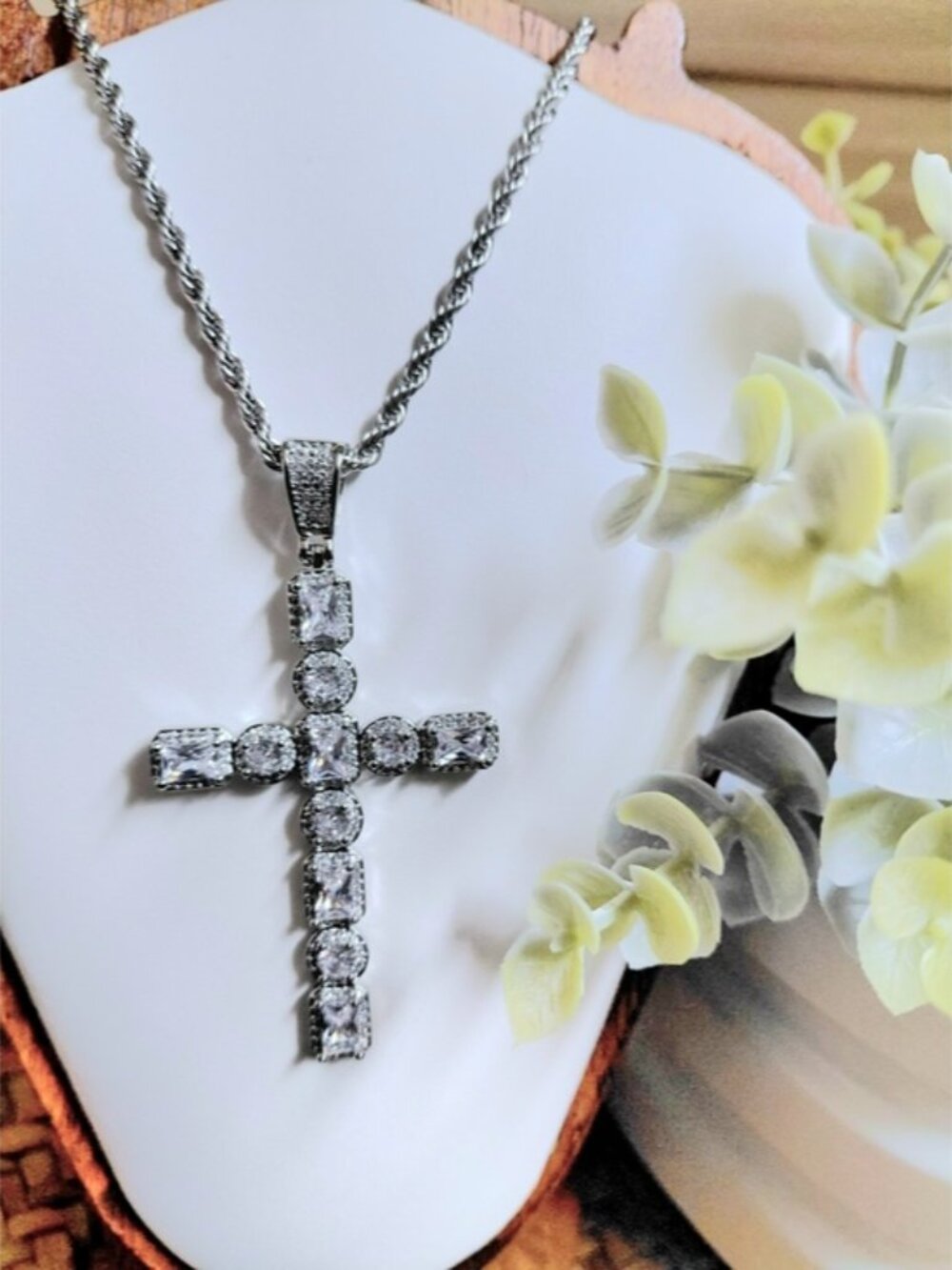 Sparkling Silver Crystal Cross Necklace - Timeless Pendant
